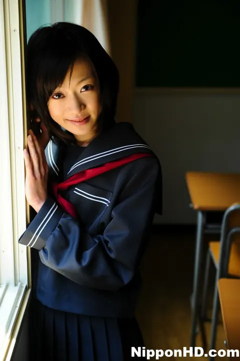 Aoba Itou: Japanese Brunette Poses in Uniform with Skirt and Socks – photo 11 of 12