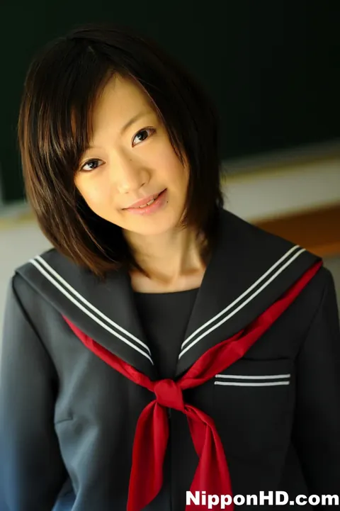 Aoba Itou: Japanese Brunette Poses in Uniform with Skirt and Socks – photo 1 of 12