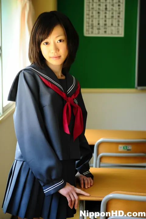 Aoba Itou: Japanese Brunette Poses in Uniform with Skirt and Socks – photo 8 of 12