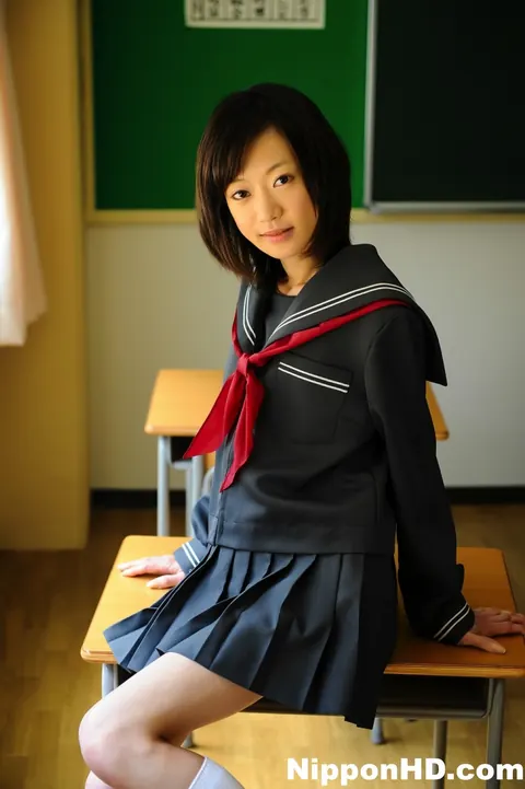 Aoba Itou: Japanese Brunette Poses in Uniform with Skirt and Socks – photo 6 of 12
