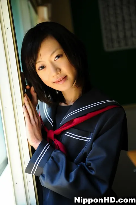 Aoba Itou: Japanese Brunette Poses in Uniform with Skirt and Socks – photo 9 of 12
