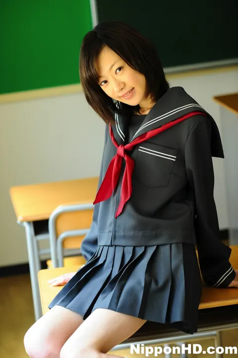 Aoba Itou: Japanese Brunette Poses in Uniform with Skirt and Socks – photo 4 of 12