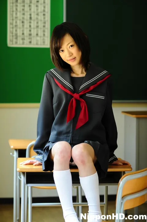 Aoba Itou: Japanese Brunette Poses in Uniform with Skirt and Socks – photo 2 of 12