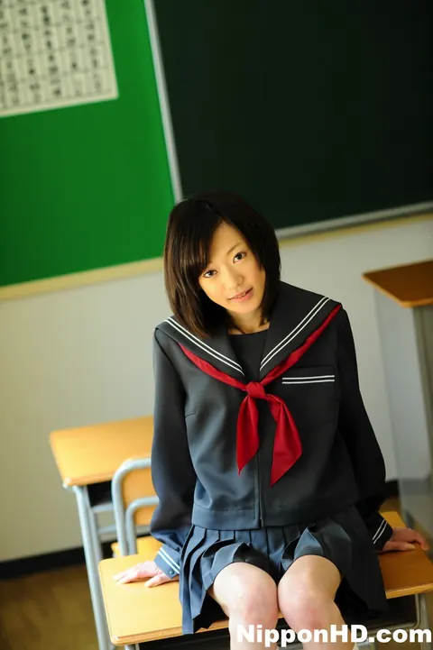 Aoba Itou: Japanese Brunette Poses in Uniform with Skirt and Socks – photo 3 of 12