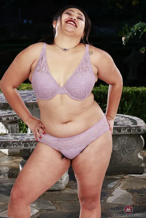 Asian BBW Strips Off Her Lingerie and Spreads Her Hairy Pussy – photo 2 of 20