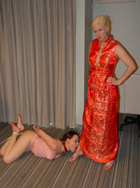 Thick Blonde in Lingerie and Heels Commands Submissive for Lesbian Play – photo 8 of 12