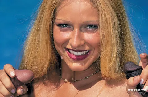 Marushka: Blonde with Hairy Pussy Gets Double Penetrated Poolside – photo 12 of 12