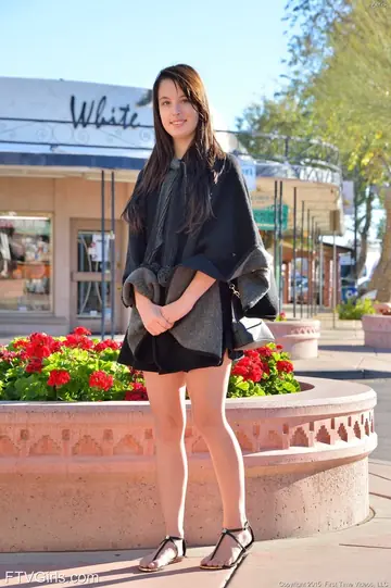 Aeris – Petite Brunette Flashes in Public and Fingers Herself at Home