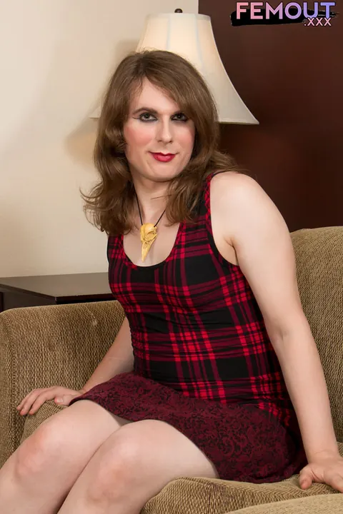 Trans Woman Strips Nude and Poses Front and Back Showing Cock – photo 2 of 15