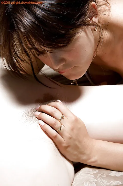 Larissa M: Two Busty Brunettes Kiss and Eat Hairy Pussy in Skirts – photo 8 of 16