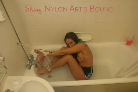 Brunette Bound in Shorts Spreads in the Bathroom – photo 14 of 16