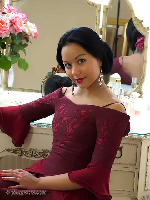 Petra So: Slim Asian MILF Rolls Down Her Black Stockings in Lingerie and Heels – photo 2 of 17