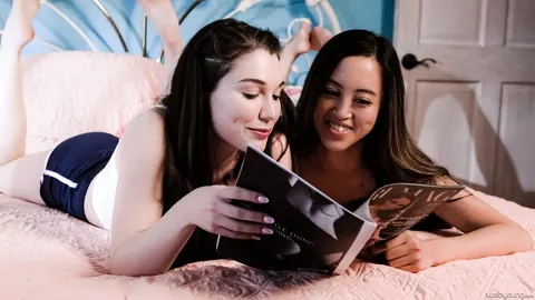 Alexia Anders: Busty Asian Lesbians in Shorts Lick and Finger Each Other – photo 3 of 15