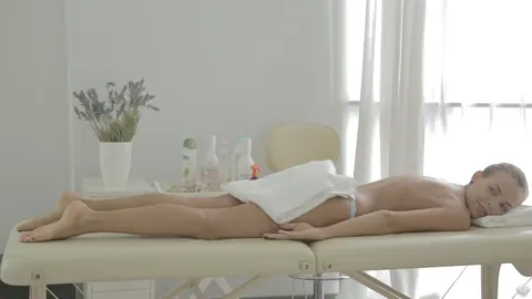 Short-Haired Brunette Gets a Massage and Has Lesbian Sex – photo 2 of 21