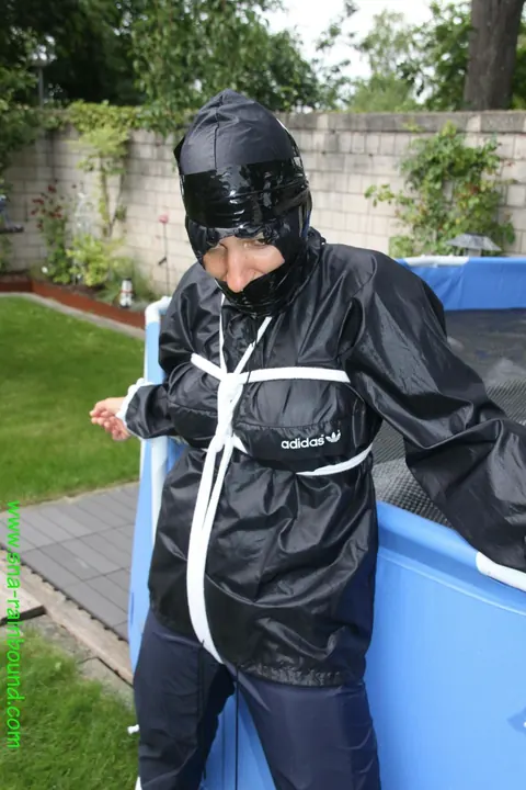 Amateur Woman Bound and Gagged Kneels by the Pool – photo 12 of 16