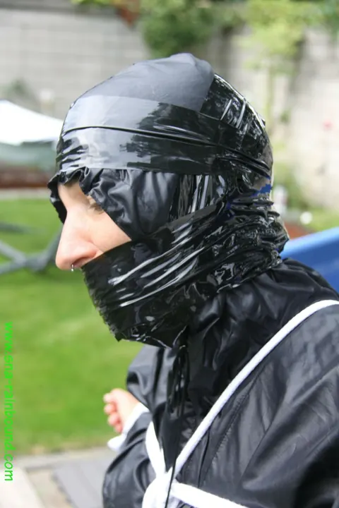 Amateur Woman Bound and Gagged Kneels by the Pool – photo 11 of 16