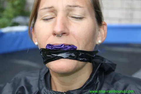 Amateur Woman Bound and Gagged Kneels by the Pool – photo 6 of 16
