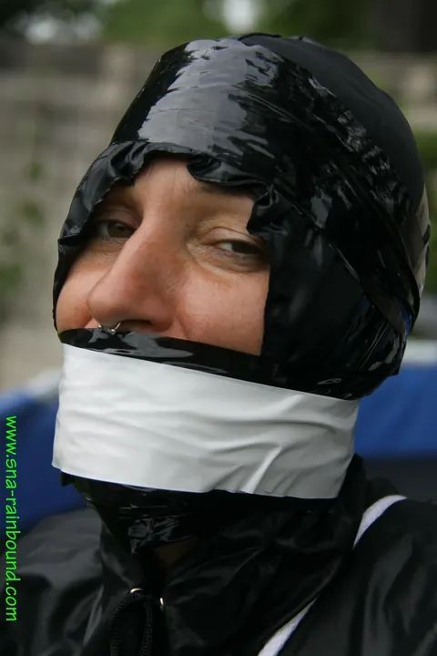 Amateur Woman Bound and Gagged Kneels by the Pool – photo 14 of 16