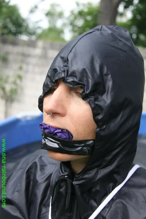 Amateur Woman Bound and Gagged Kneels by the Pool – photo 7 of 16