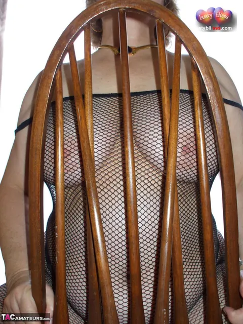 Bustybliss: Curvy Mature Brunette in Glasses Strips Out of Her Mesh Bodystocking – photo 13 of 16