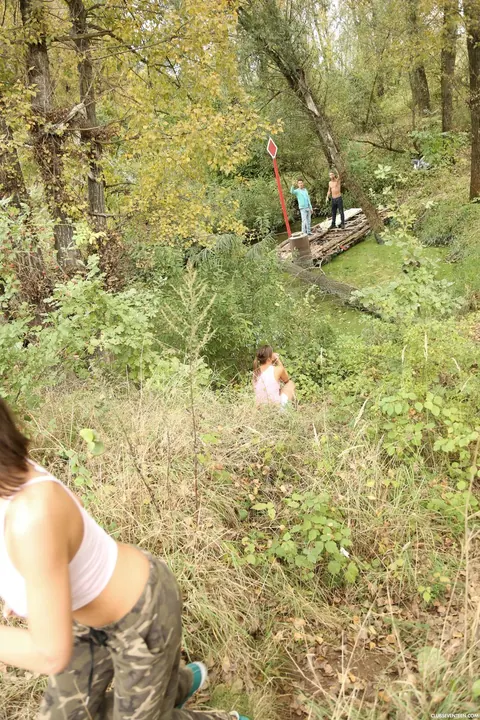 Naomi Bennet: Czech Brunette Sucks Two Cocks Outdoors and Takes a Cumshot – photo 3 of 21