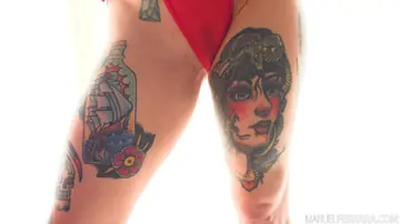 Tattooed MILF Gives a Blowjob and Footjob Then Takes Anal in POV Threesome