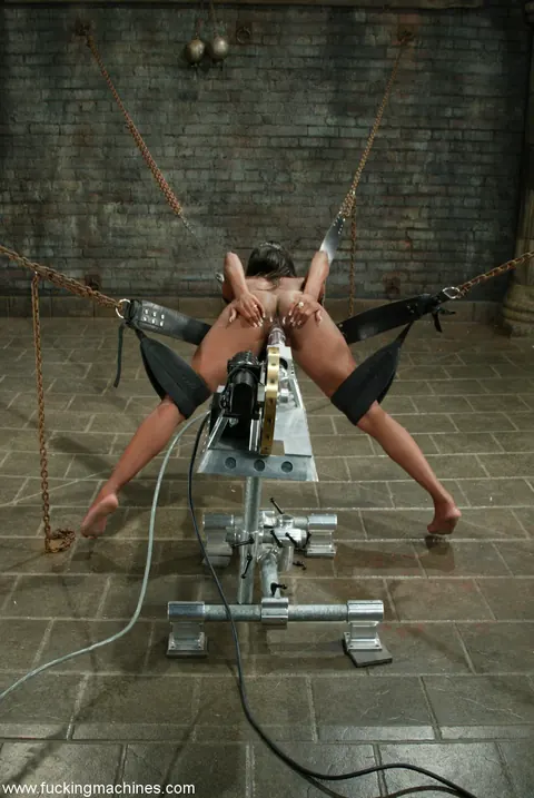 Erica Sommers: Tall Ebony Brunette Takes a Dildo Machine Doggy Style in Bondage – photo 4 of 20