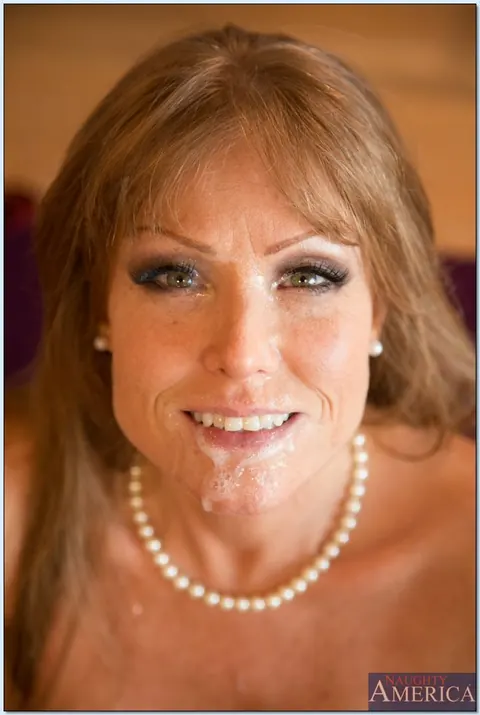 Darla Crane: Tanned Redhead MILF Sucks Two Cocks and Takes a Facial – photo 16 of 20