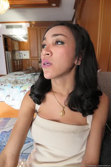 Asian Trans Woman Strokes Her Cock Nude in the Hotel
