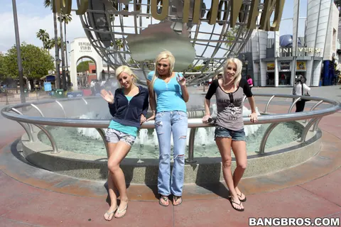 Lexi Swallow: Two Thick Blonde MILFs Strip and Share a Cock Outdoors – photo 8 of 21