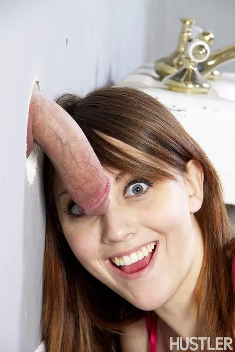 Nickey Huntsman: Petite Redhead Sucks Cock at the Gloryhole for a Facial – photo 1 of 16