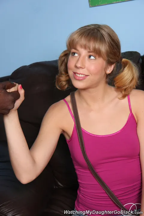 Chastity Lynn: Blonde in Pigtails Fucks a Black Man in the Office – photo 3 of 21