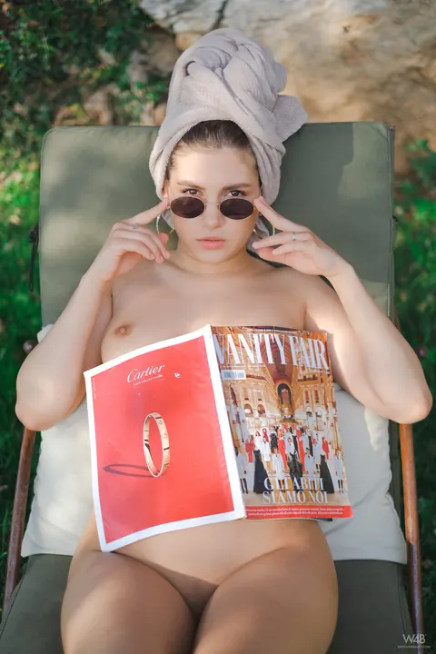 Ellie Luna: European Brunette in Glasses Spreads Outdoors – photo 1 of 20