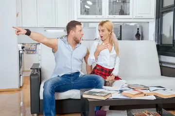Katrin Tequila – Slim Brunette in Pigtails and Socks Takes Anal in a Threesome