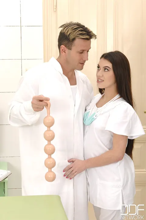 Petite French Nurse Takes Anal and Uses a Dildo in Uniform – photo 4 of 20
