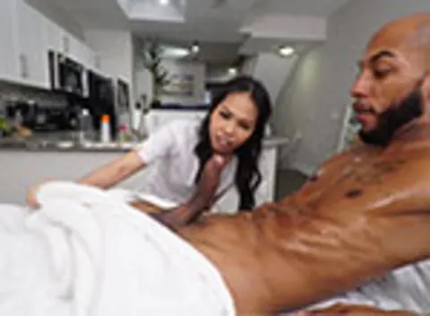 Evie Ling: Thick Asian Brunette in Uniform Takes Interracial Anal and Handjob – photo 13 of 21