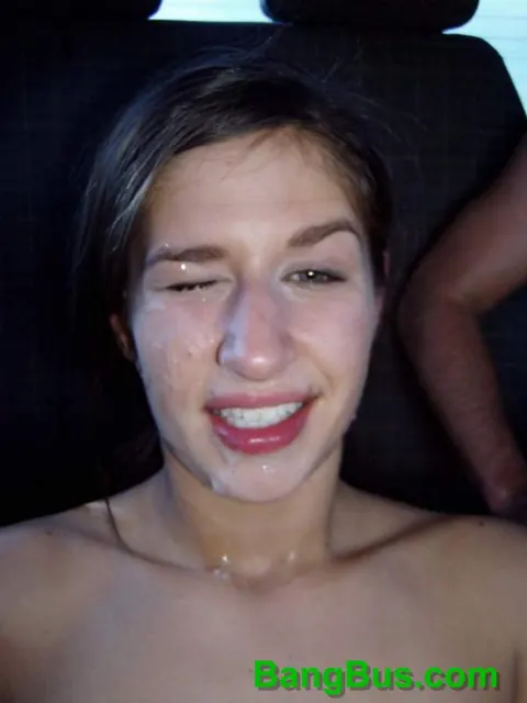 Brunette with Big Tits Takes a Facial Outdoors – photo 8 of 12