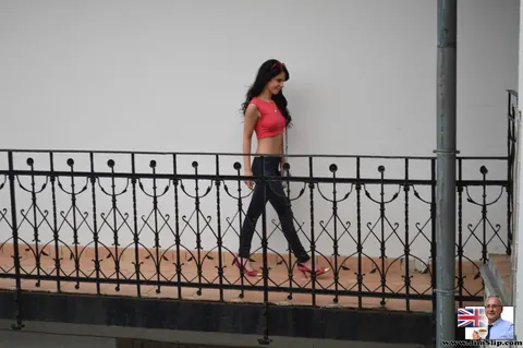 Jessyka Swan: Skinny European Brunette Peels Off Her Jeans Outdoors for a Casting – photo 2 of 17
