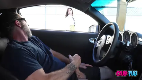 Gal Ritchie: British Brunette in Uniform Strokes Cock in the Car – photo 2 of 12
