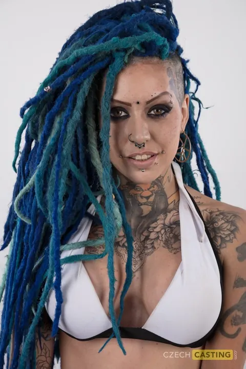 Lady Blue: Tattooed Czech PAWG Strips Out of Her Jeans – photo 8 of 20