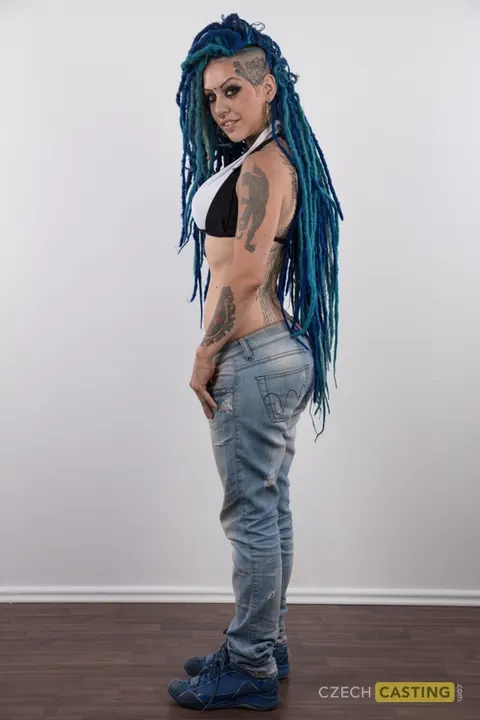 Lady Blue: Tattooed Czech PAWG Strips Out of Her Jeans – photo 7 of 20