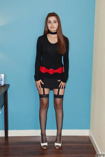 Skinny Brunette Secretary Shows Off Her Lingerie at the Office