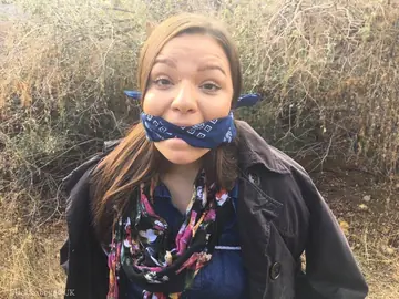 Curvy Czech Brunette Rope Bound and Cleave Gagged in Boots Outdoors