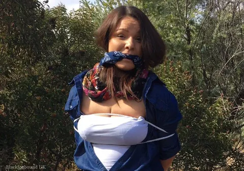 Sofia Lee: Curvy Czech Brunette Rope Bound and Cleave Gagged in Boots Outdoors – photo 13 of 15
