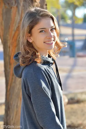 Skinny Brunette Strips Out of Her Uniform in Public