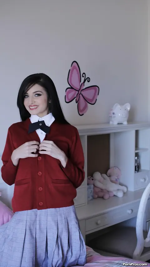 Zoey Kush: Skinny Brunette in Uniform Top and Panties Spreads – photo 8 of 12