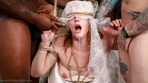 Ella Nova: Blindfolded Blonde Bride Takes an Interracial Anal Gangbang in Panties – photo 7 of 20