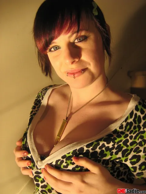 Redhead in a Skirt and Stockings Pulls Her Panties Aside – photo 1 of 12