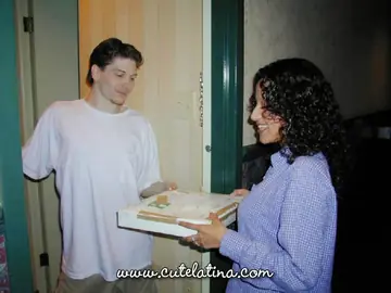 Thick Curly Latina Sucks and Rides the Pizza Guy