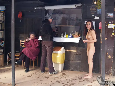 Agnes Mirai: Slim Asian Brunette Walks Naked by a Bike and Spreads Outdoors – photo 13 of 20